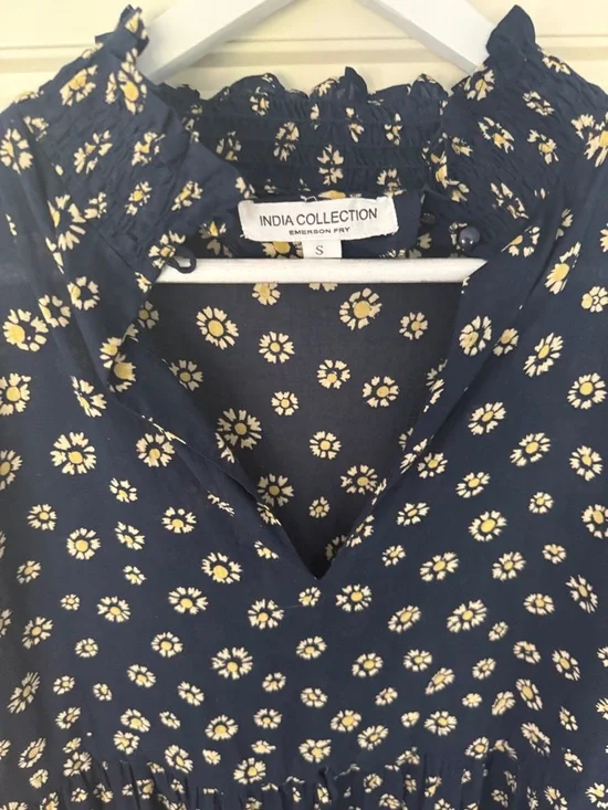 Emerson Fry India Navy Maxi Dress with Cream Floral daisy Print - Picture 3 of 4